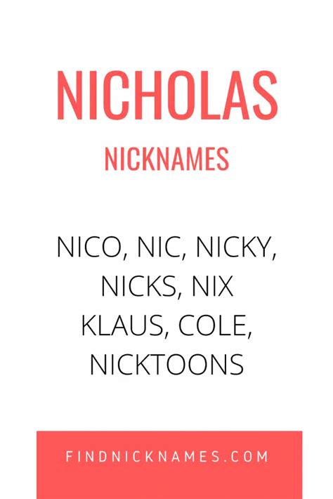 nicknames for nico|74 Nicknames For Nick